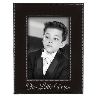 4" x 6" Black/Silver Leatherette Photo Frame