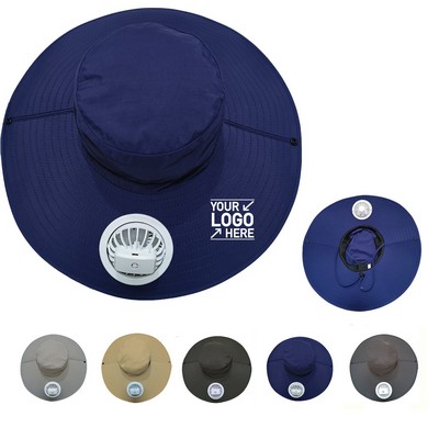 Wide Brim Sun Hat with Fan