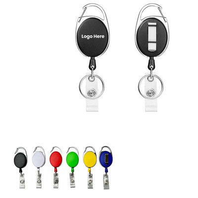 Oval Shape Retractable Badge Holder with Clip