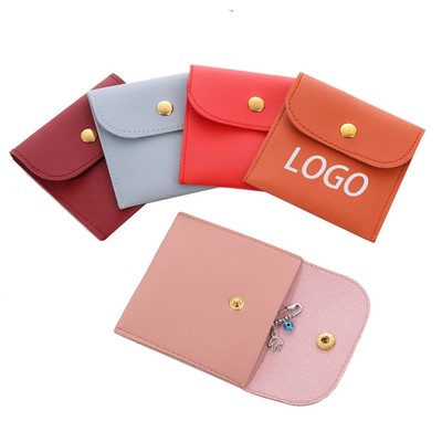 PU Leather Snap Button Pouch - 3" x 3"