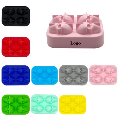 4-cavity Skull Shape Silicone Ice Tray
