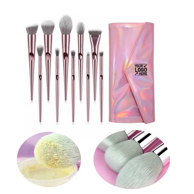 10pcs Pink Beauty Makeup Brush Set With Cosmetic Bag