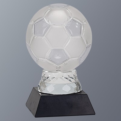Glass Soccer Ball with Marble Base, Small (4" x 6-1/4"H)