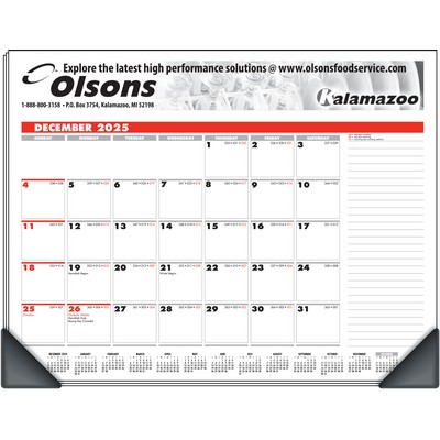 Deskmate Desk Pad Calendar w/Corners - Red & Black Pad