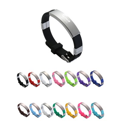 Silicone Wristband with Stainless Steel Engraving Plate