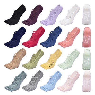 Yoga Cross Strap Five Finger Socks