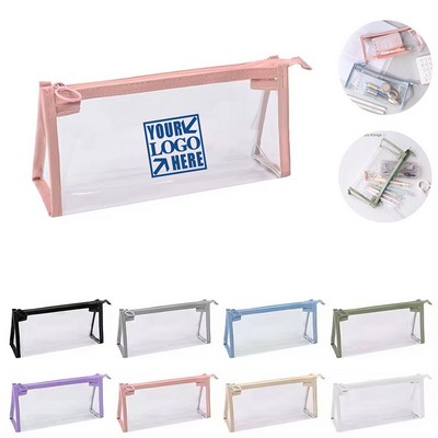 PVC Triangular Transperent Stationery Pen Case