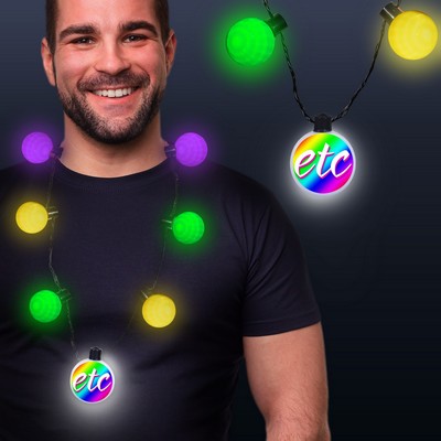 Mardi Gras LED Medallion Ball Necklace(Digi Printed)