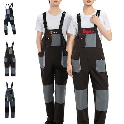 Men's Canvas Bib Overalls with Knee Pad Pockets