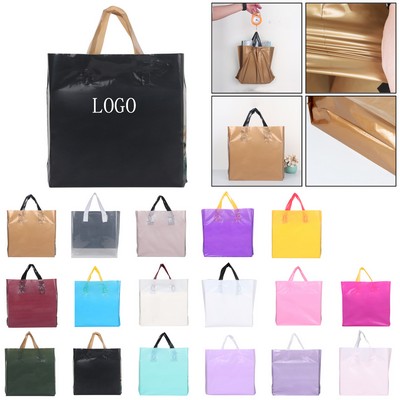 Glossy Plastic Shopping Bag w/ Reinforced Bottom