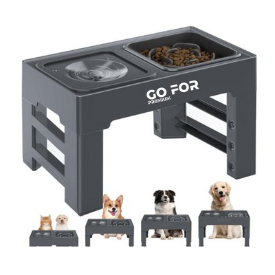 2-in-1 Elevated Slow Feeder with No Spill Dog Water Bowl