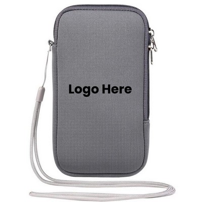 Neoprene Zipper Phone Pouch with Lanyard