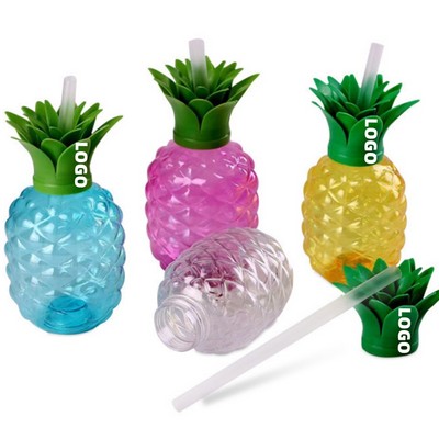 Pineapple Shaped Plastic Cups Reusable Drinking Mugs with Lids 17oz