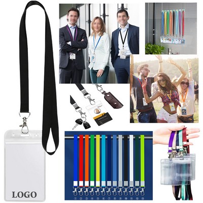 3"x4" Clear Vertical Vinyl ID Badge Holder with Lanyard