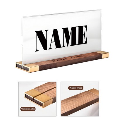 Acrylic Name Plate with Walnut Wood Base