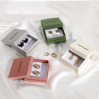 2.4" Lichee Pattern Jewelry Box Two-piece Box Boutique Gift Box