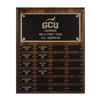 Walnut Perpetual Plaque w/24 Plates (12" x 15")