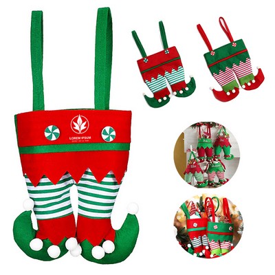 Non Woven Fabric Christmas Elf Pants Stocking Candy Bag