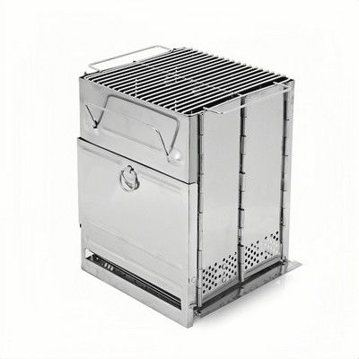 Compact Folding Stainless Steel Camp Stove for Outdoor Grilling and Heating