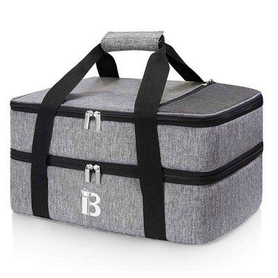 25L Double Decker Oxford Insulated Lunch Cooler Bag w/Handle