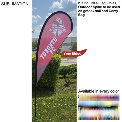 7.5' X-Small Tear Drop Flag Kit, Full Color Graphics One Side, Outdoor Use Spike base & Bag Included
