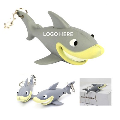 Shark-Themed LED Sound Keychain