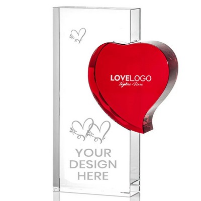 Heart Rectangle Crystal Award