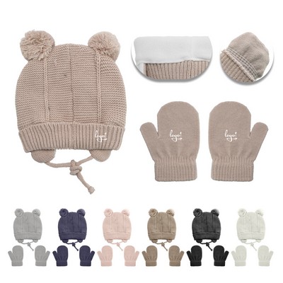 Children's wool hat and gloves set