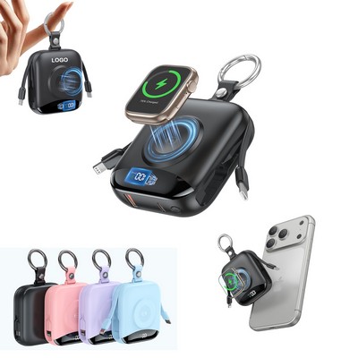 Mini Portable Charger 10000mAh 22.5W Fast Charging Power Bank with Built-in Cables