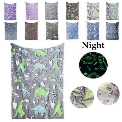 Glow In The Dark Dinosaur Blanket For Kids