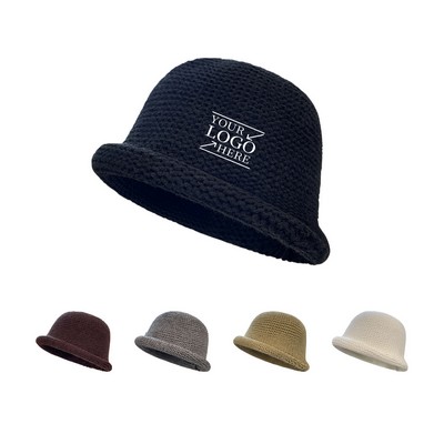 Coarse Knitted Rolled-edged Fisherman's Hat