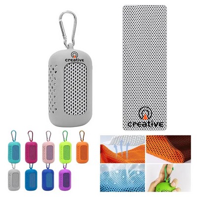 Portable Mini Silicone Cover Quick-Dry Polyester Cooling Towel