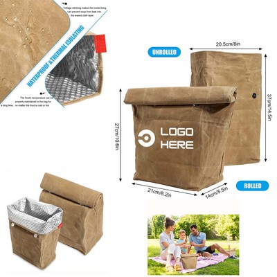 Reusable Waxed Canvas Insulated Lunch Bag