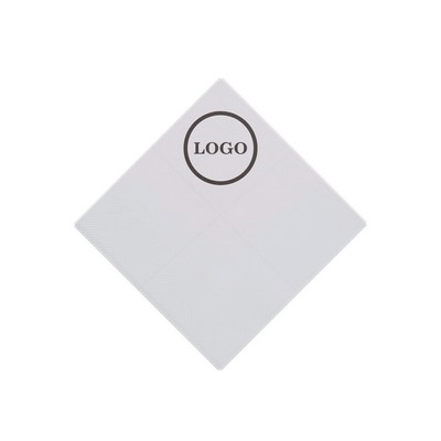 White 2-Ply Coin-Edge Embossed Cocktail Napkins - Recycled Serviettes for Beverages & Events