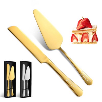 2 Piece stainless Steel Cake Pizza Cut Spatula Set