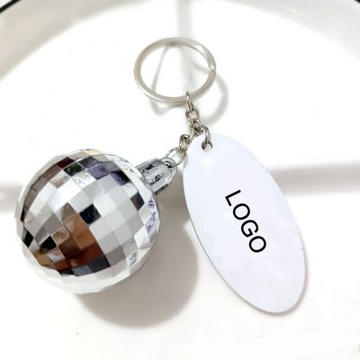 Disco Ball Keychain With Tag