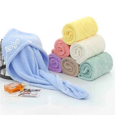 Ultra-Absorbent Microfiber Hair Towel with Buttoned Shower Cap, Fast-Drying