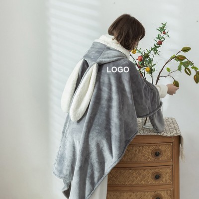 Lamb Flannel Poncho Hooded Poncho