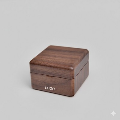 Black Walnut Solid Wood Jewelry Box Vintage Portable Mini Case for Rings Necklaces and Earrings