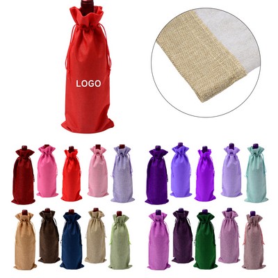 Burlap Wine Bag With Drawstring