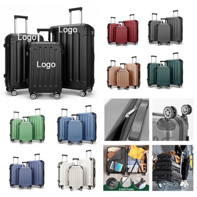 3 Pieces Travel Lightweight Suitcases With Rolling Wheels Set