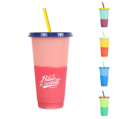 16oz Color Changing Cold Drink Tumbler with Lid and Straw