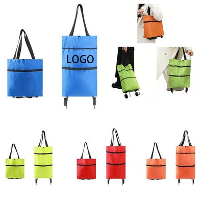 Oxford Cloth Folding Backpack Shopping Cart With Wheels