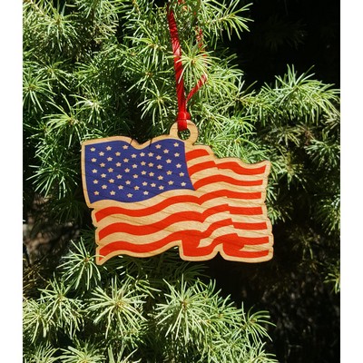 American Flag Hardwood Ornaments