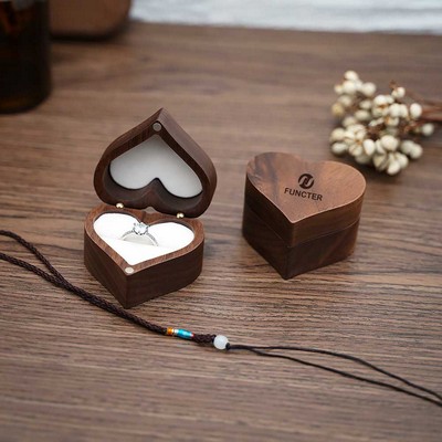 Heart Wooden Jewelry Ring Box