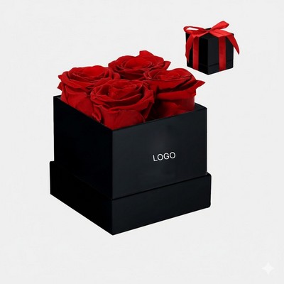 Love Square Hug Bucket Preserved Real Roses in Premium Box Forever Flowers Valentine's Gift