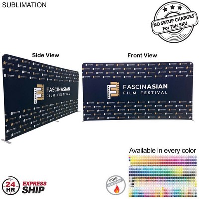 24H Express Ship -15'W x 8'H EuroFit Tension Fabric Straight Wall Display Kit, Double Sided Graphics