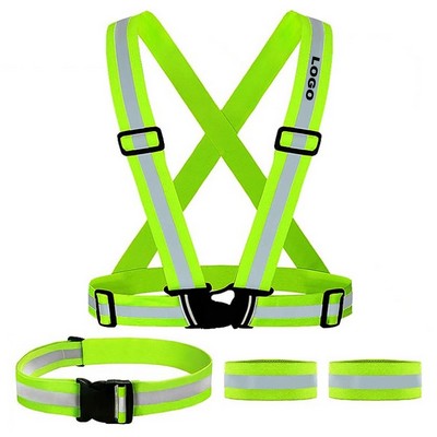 Reflective Safety Vest Set With One Belt And Two Armbands