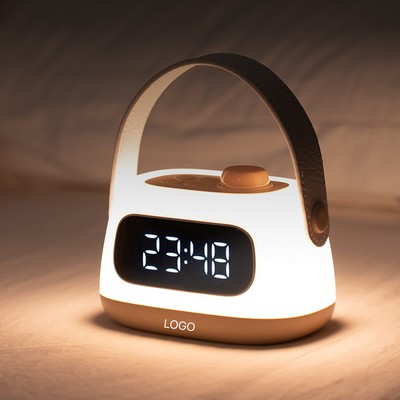 Portable LED Alarm Clock Night Light USB Rechargeable Digital Desk Clock Multi-functional Lamp