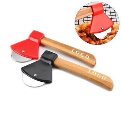 Metal Pizza Wheel with Wooden Handle for Pizza Bread Cakes